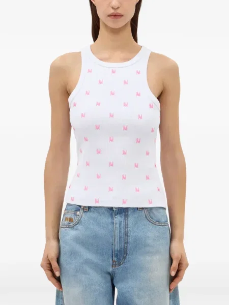 Top Msgm cu nervuri alb