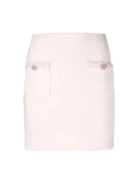 Dzianinowa mała spódnica mini Self-portrait elegancka różowa