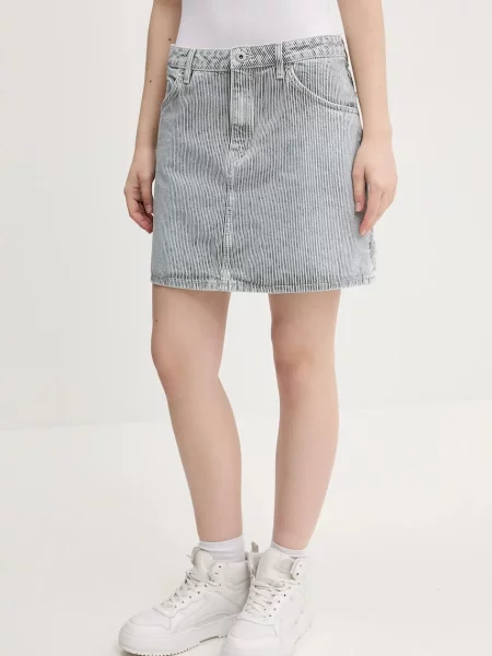 Hugo Blue fustă din denim mini evazati albastru