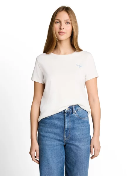 TOM TAILOR DENIM Tričko svetlomodrá / šedobiela