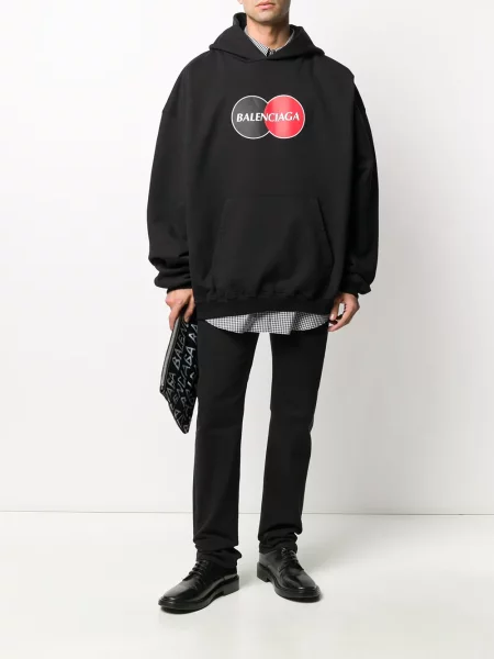 Hanorac cu glugă Balenciaga cu imagine negru