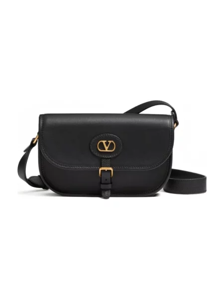 Lniana torebka crossbody Valentino Garavani czarna