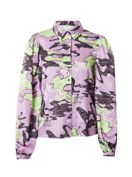 NÜMPH Bluză WANDA verde deschis / mov liliachiu / mov deschis negru