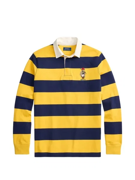 Polo majica Polo Ralph Lauren s V-izrezom s cvjetnim printom s printom žuta