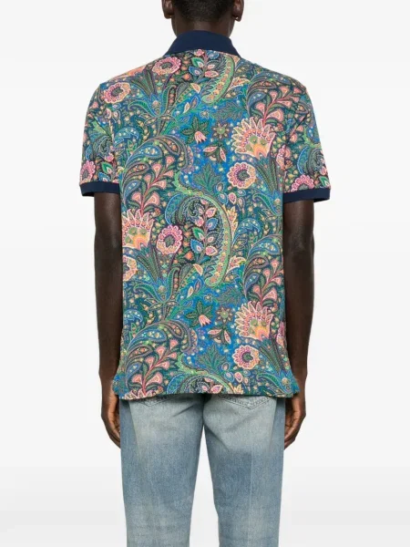 Polo Etro cu imagine cu model paisley albastru