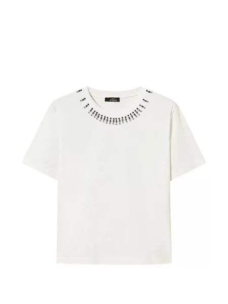 Tricou Twinset cu broderie alb