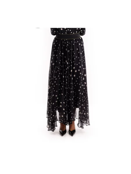 Jedwabna spódnica 5progress w grochy czarna