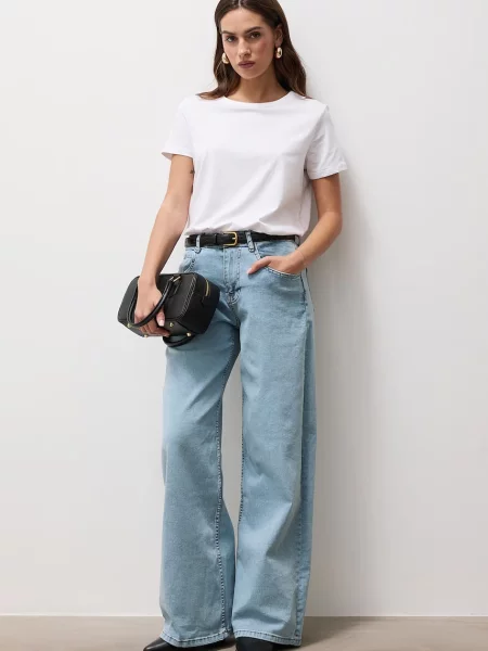 Answear.LAB blugi wide leg damă albastru