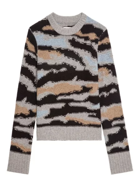 Pulover Zadig&voltaire cu decolteu rotund gri