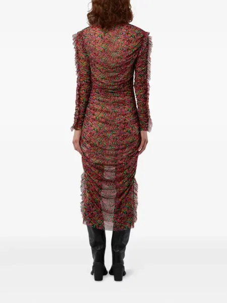 Rochie midi Msgm cu model floral cu imagine până la genunchi negru