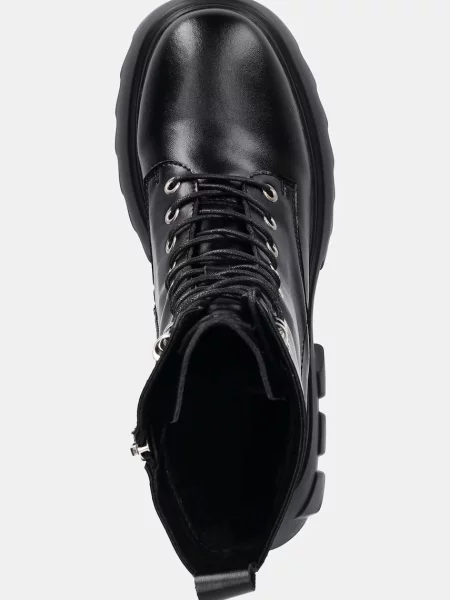 Кожаные утепленные ботинки Goe на платформе черные