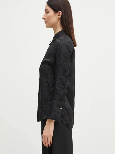 Шовкова сорочка Kenzo regular класичний комір чорний