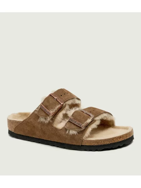 Birkenstock Șlapi Arizona Shearling | piele întoarsă zamsz | cu adaos de lână | narrow fit maro