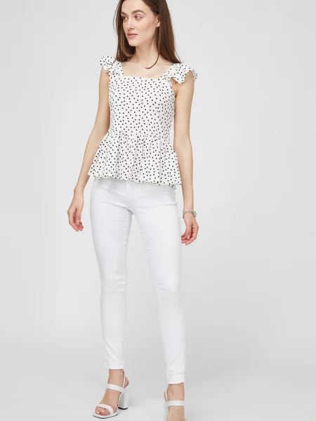 Топ Naf Naf в горошок білий