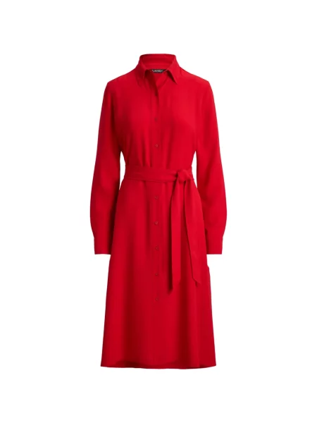 Cu centură rochie midi Lauren Ralph Lauren roșu