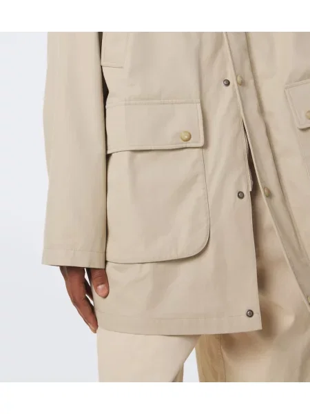 Kabát Ralph Lauren Purple Label s kapucňou keper béžová