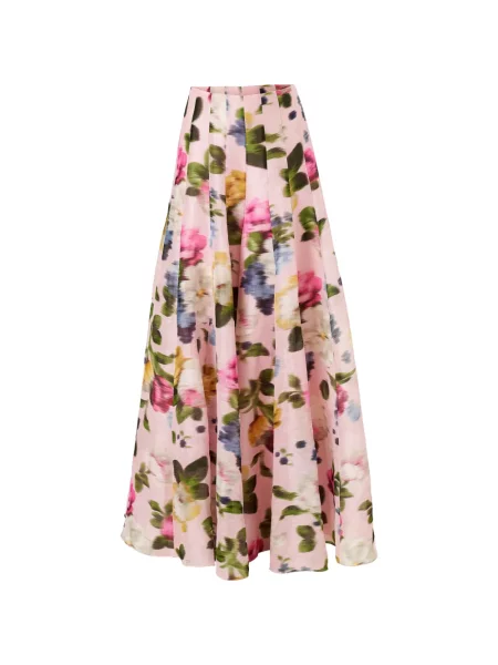 Pantaloni Carolina Herrera cu model floral cu imagine roz