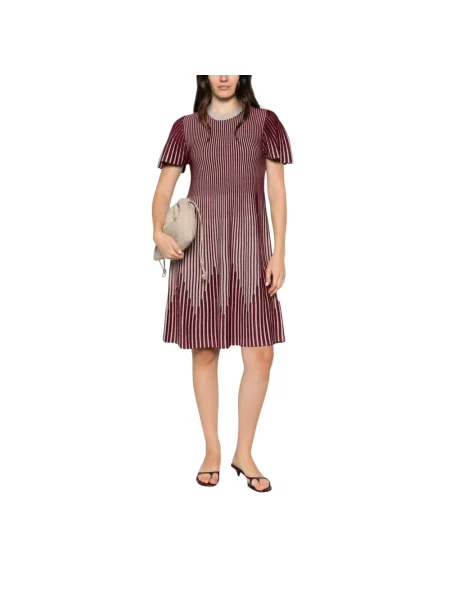 Sukienka midi Emporio Armani w paski z paskiem czerwona