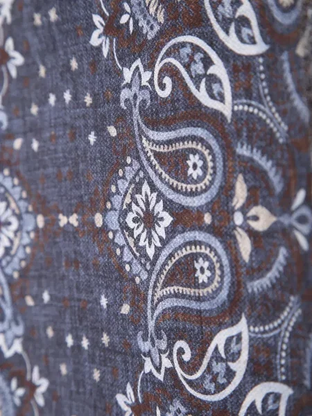 Κασκόλ Dell'oglio με κρόσσια paisley μπλε