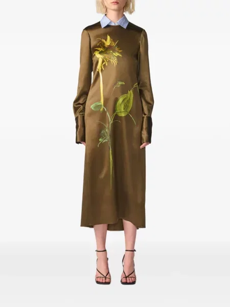 Lung rochie midi Monse cu imagine maro