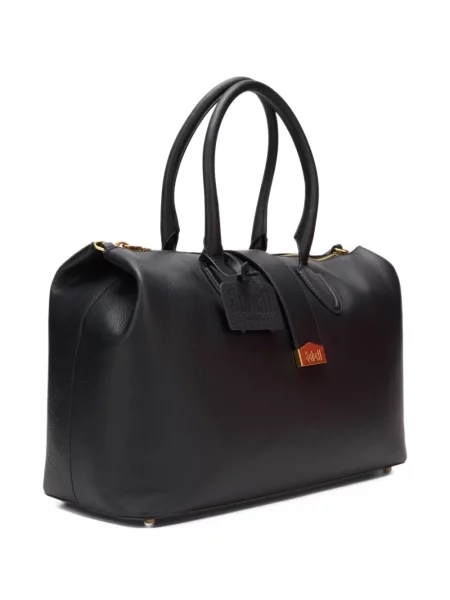 Geantă shopper Schell din piele cu autograf negru