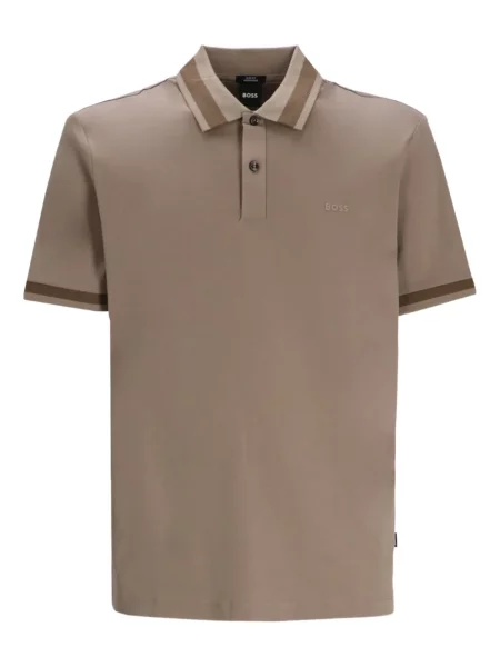 Tricou polo Boss cu autograf maro