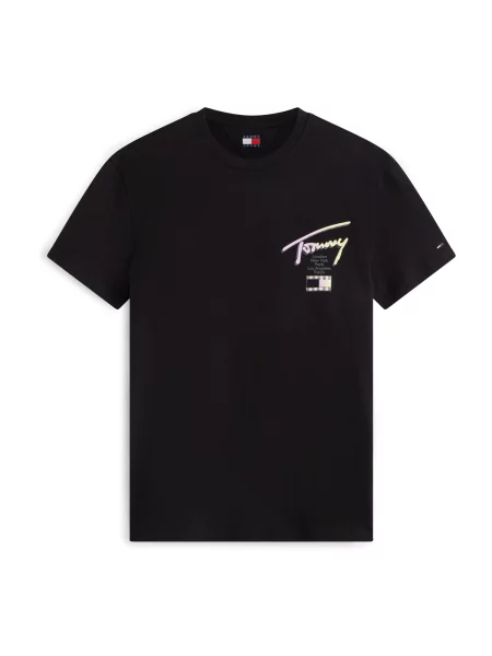 Tommy Jeans Tricou CITY SIGN galben / gri închis / roz negru