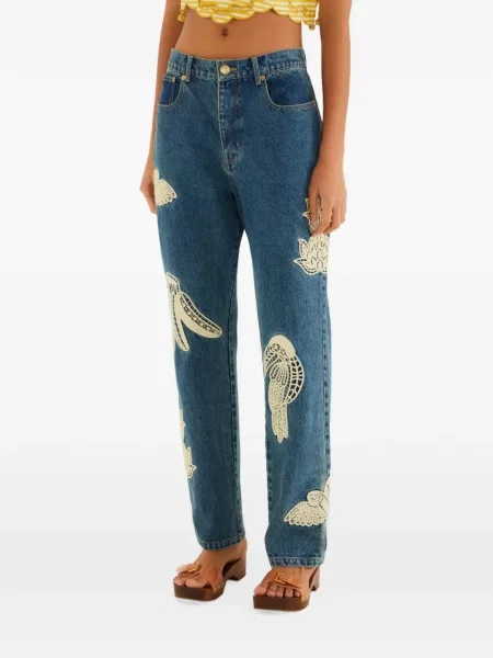 Pantaloni Farm Rio cu broderie albastru