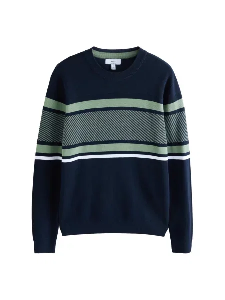 Next Pulover bleumarin / verde pastel alb
