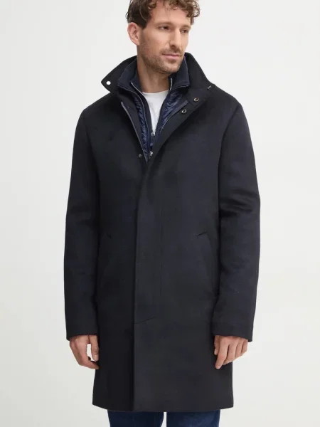 Палто с вълна Guess URBAN преходен модел тъмносиньо