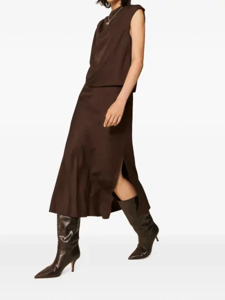 Rochie midi Twinset din satin maro