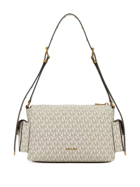 Geanta crossbody Michael Michael Kors tricotate de costum cu dungi maro