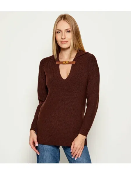 Elisabetta Franchi Pulover cu adaos de lână maro