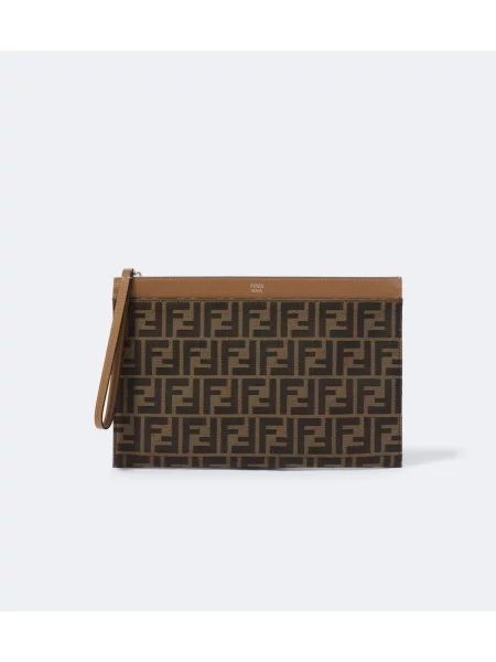 Geantă Fendi din canvas maro