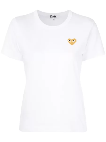 Tricou Comme Des Garcons Play cu motiv cu inimi alb