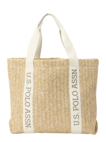 U.S. POLO ASSN. Nakupovalna torba Pool Party / kremna / temno bež