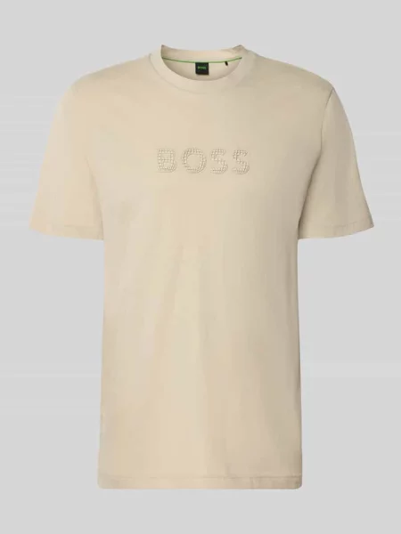 T-shirt o kroju regular fit z czystej Model TS_TERRACE' Boss Green beżowa