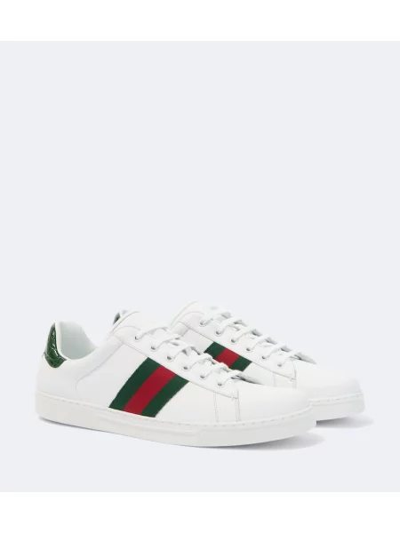 Sneakerși Gucci Ace din piele cu dungi alb