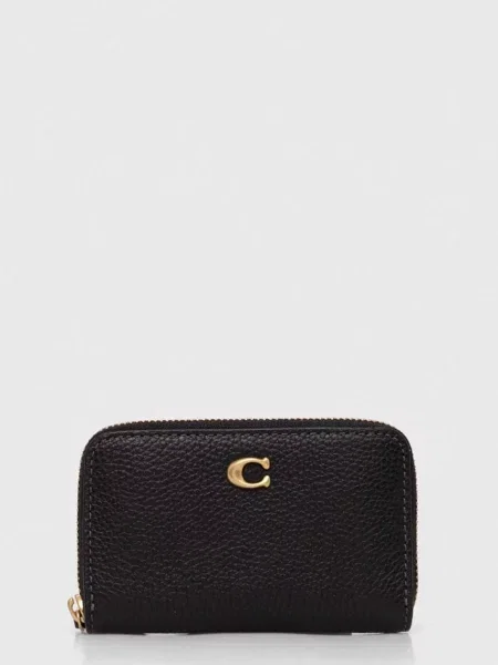 Kožni novčanik Coach za žene crna