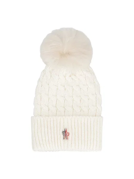 Czapka Moncler wełniana biała