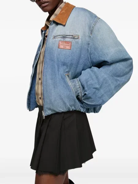 Fusta plisata Acne Studios plisată din dantelă albastru