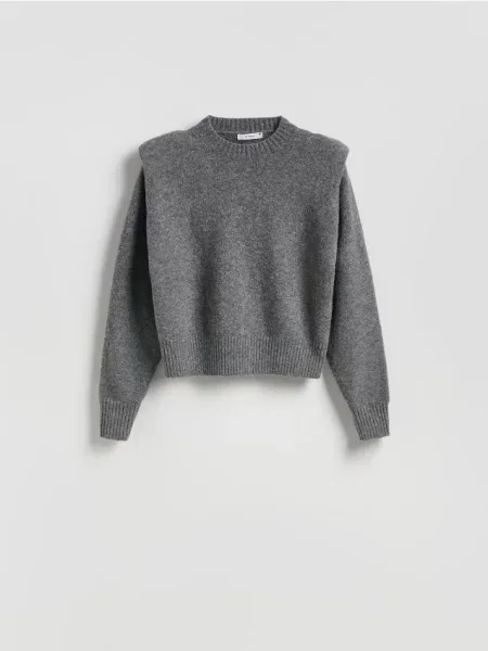 Reserved Sweter z poduszkami na ramionach szary