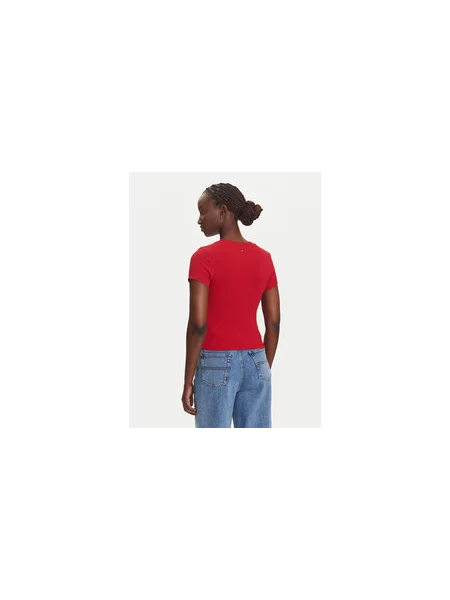 Tommy Jeans Majica Slim Fit rdeča