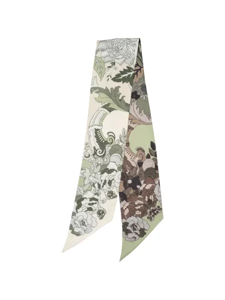 Fular Elizabetta de mătase cu model floral cu imagine verde