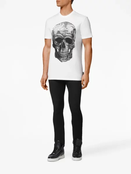 Křišťálové tričko Philipp Plein bílé