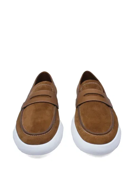 Sneakerși Brioni din piele de căprioară maro