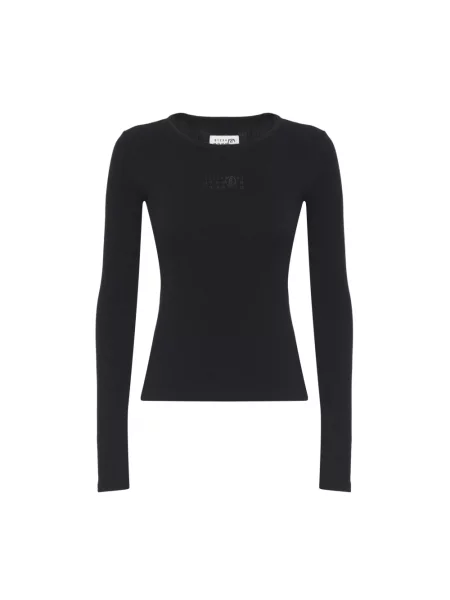 Dzianinowy sweter Mm6 Maison Margiela z długim rękawem czarny