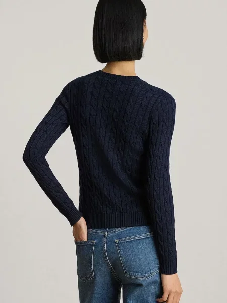 Lauren Ralph Lauren pulover z bombažem modra