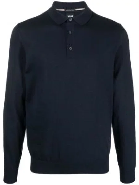 Lung tricou polo Boss albastru