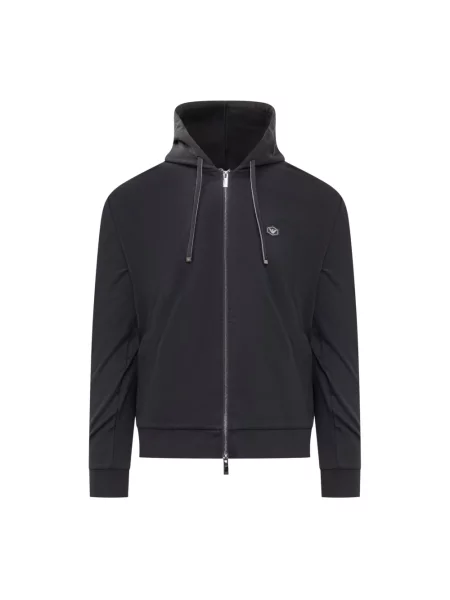 Bluza z kapturem Emporio Armani z kapturem ze stretchu czarna